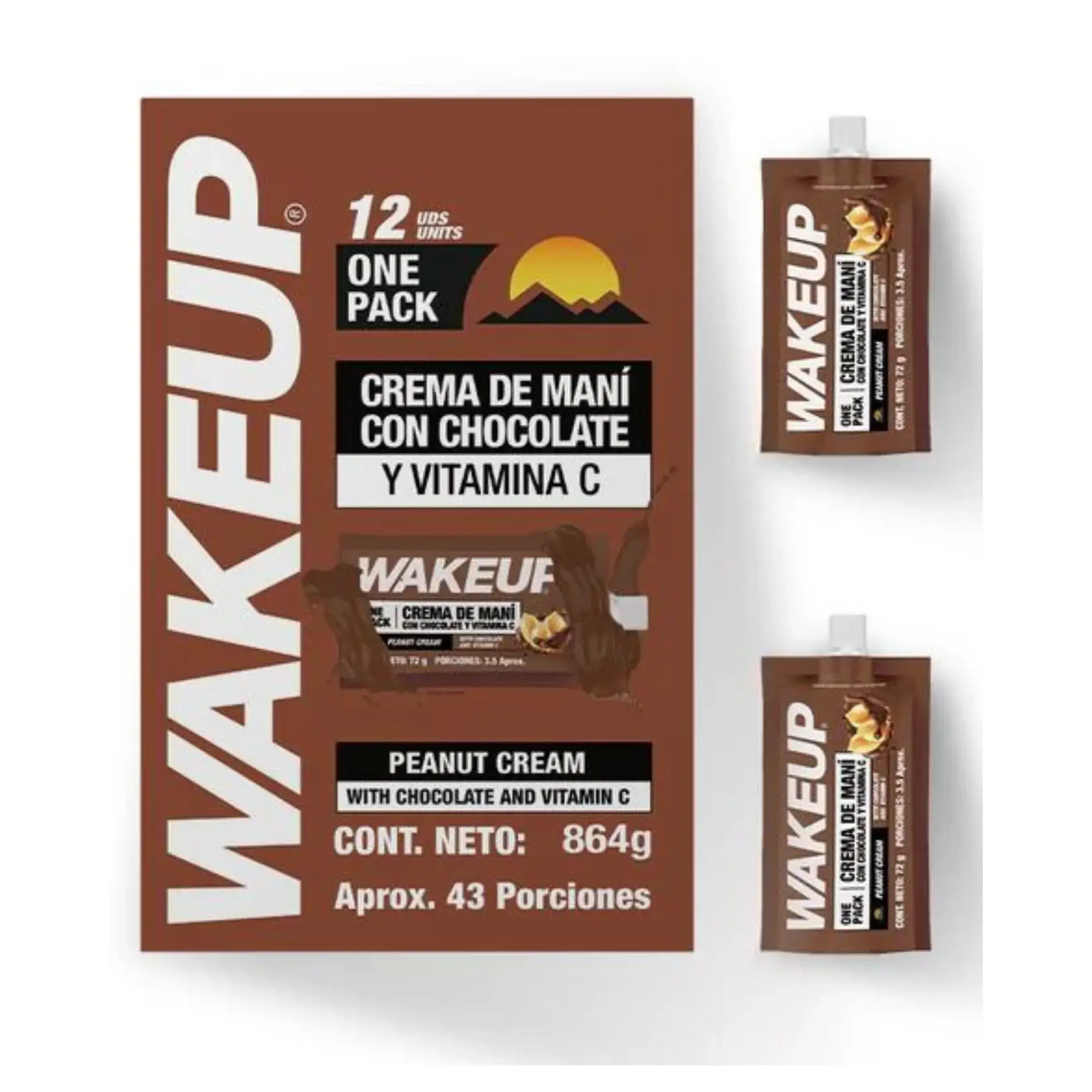 Crema de Mani Natural WAKEUP Sabor Chocolate Libre de Grasas Trans