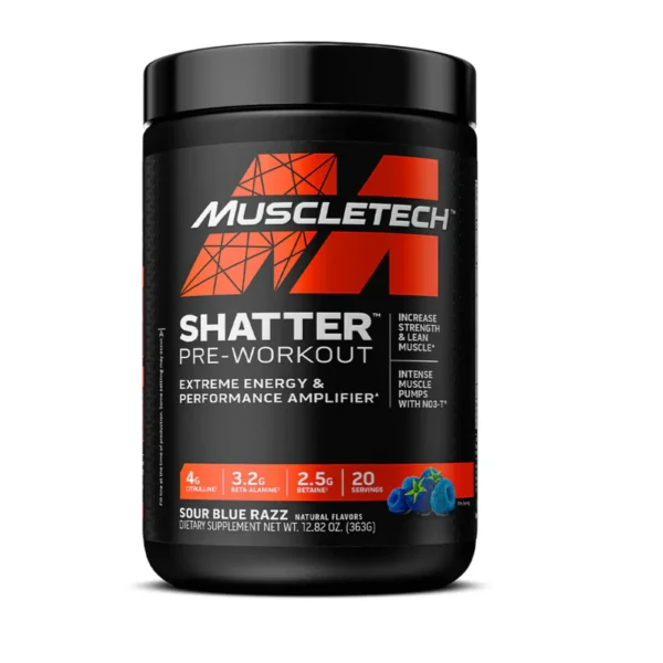 Pre Entreno Shatter de Muscletech Original a Mora Azul