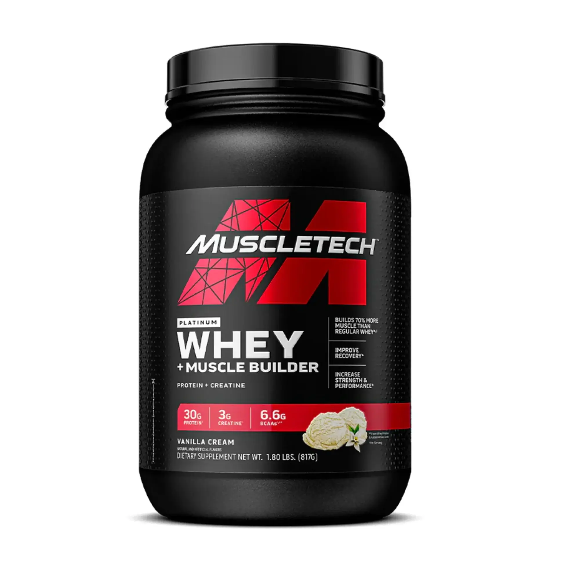 Proteina con Creatina Monohidrata Muscle Builder de Muscletech Sabor a Vainilla